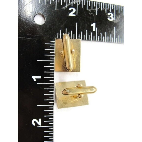 Swank Cufflinks Gold-Tone Rectangular Rhinestone Tux Shirt Dress Suit Vintage - Picture 5 of 9